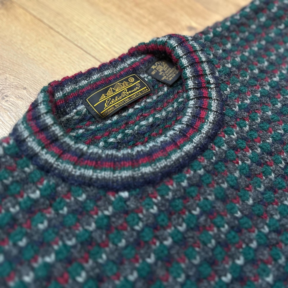 Vintage Eddie Bauer Birdseye Shetland Wool Sweater | Men’s XL | Chunky Knit - Picture 4 of 9